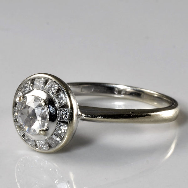 Rose Cut Diamond Halo Engagement Ring | 0.40ctw | SZ 4 |