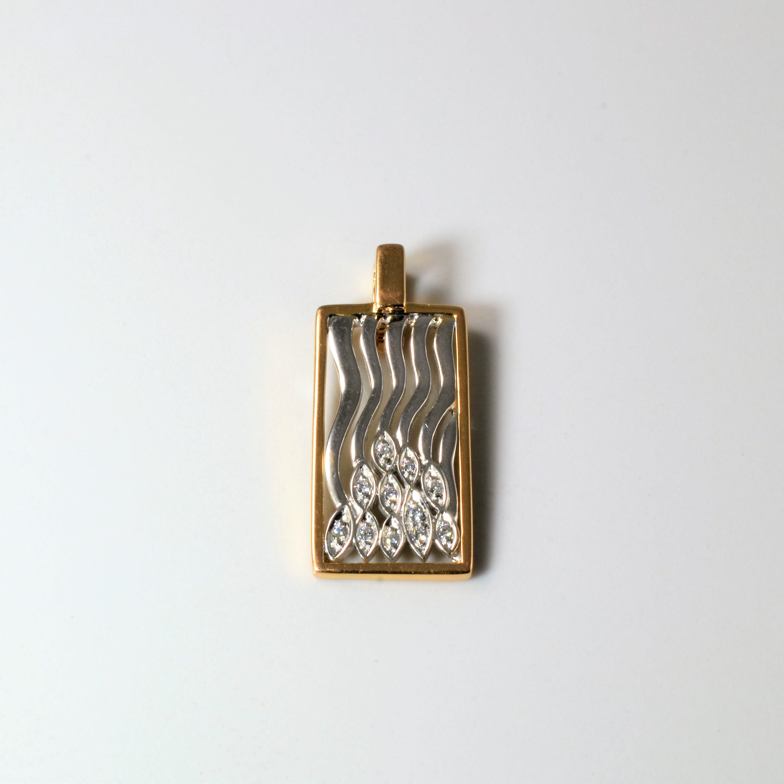 Two Tone Diamond Wave Pendant | 0.10ctw |