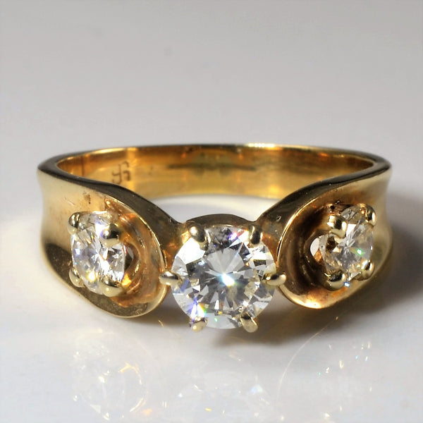 Low Profile Three Stone Diamond Ring | 0.99ctw | SZ 6.75 |