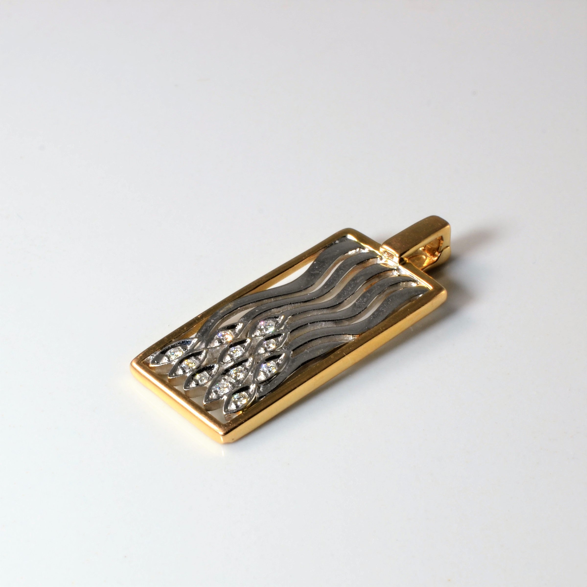 Two Tone Diamond Wave Pendant | 0.10ctw |