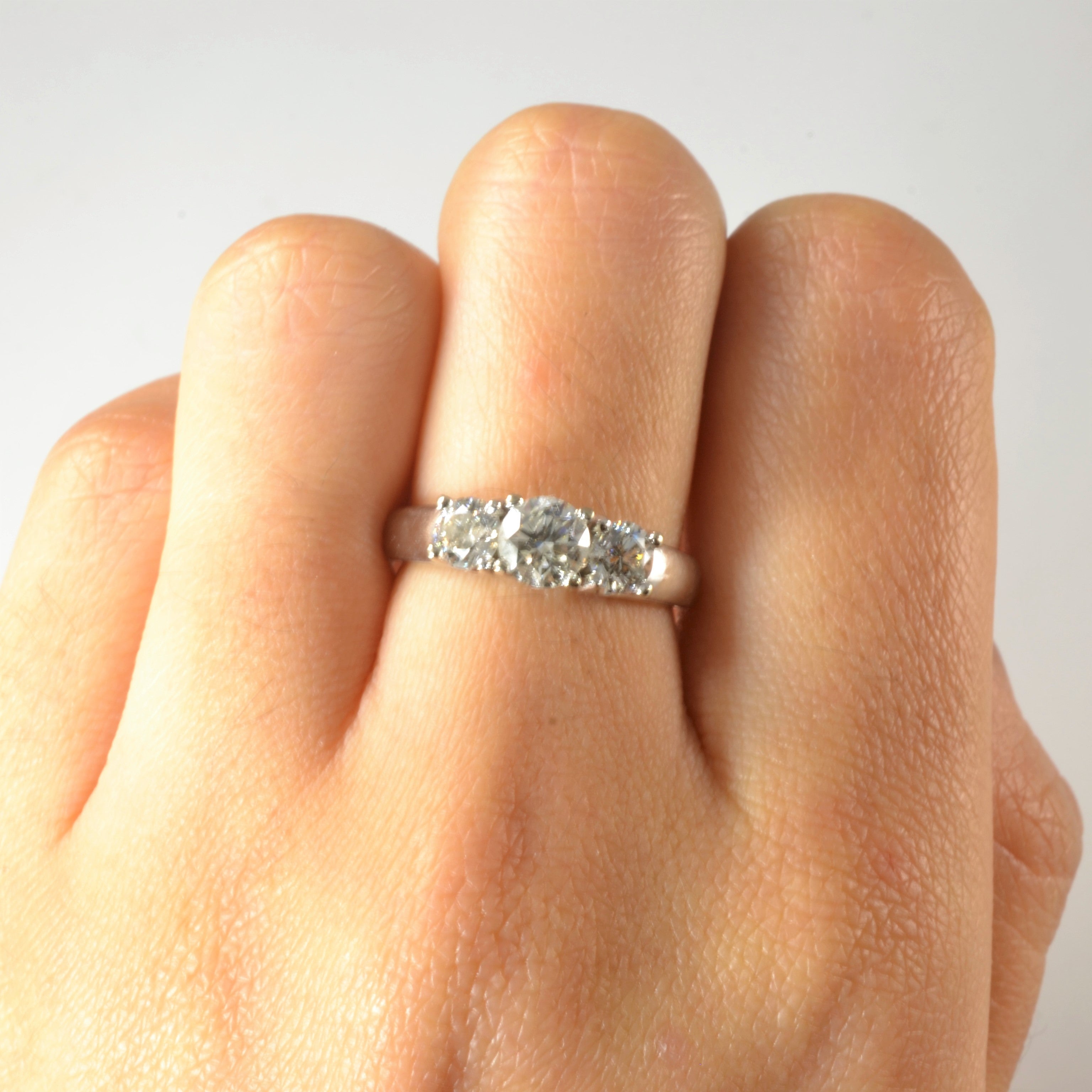 Elegant Three Stone Engagement Ring | 1.08 ctw, SZ 5.5 |