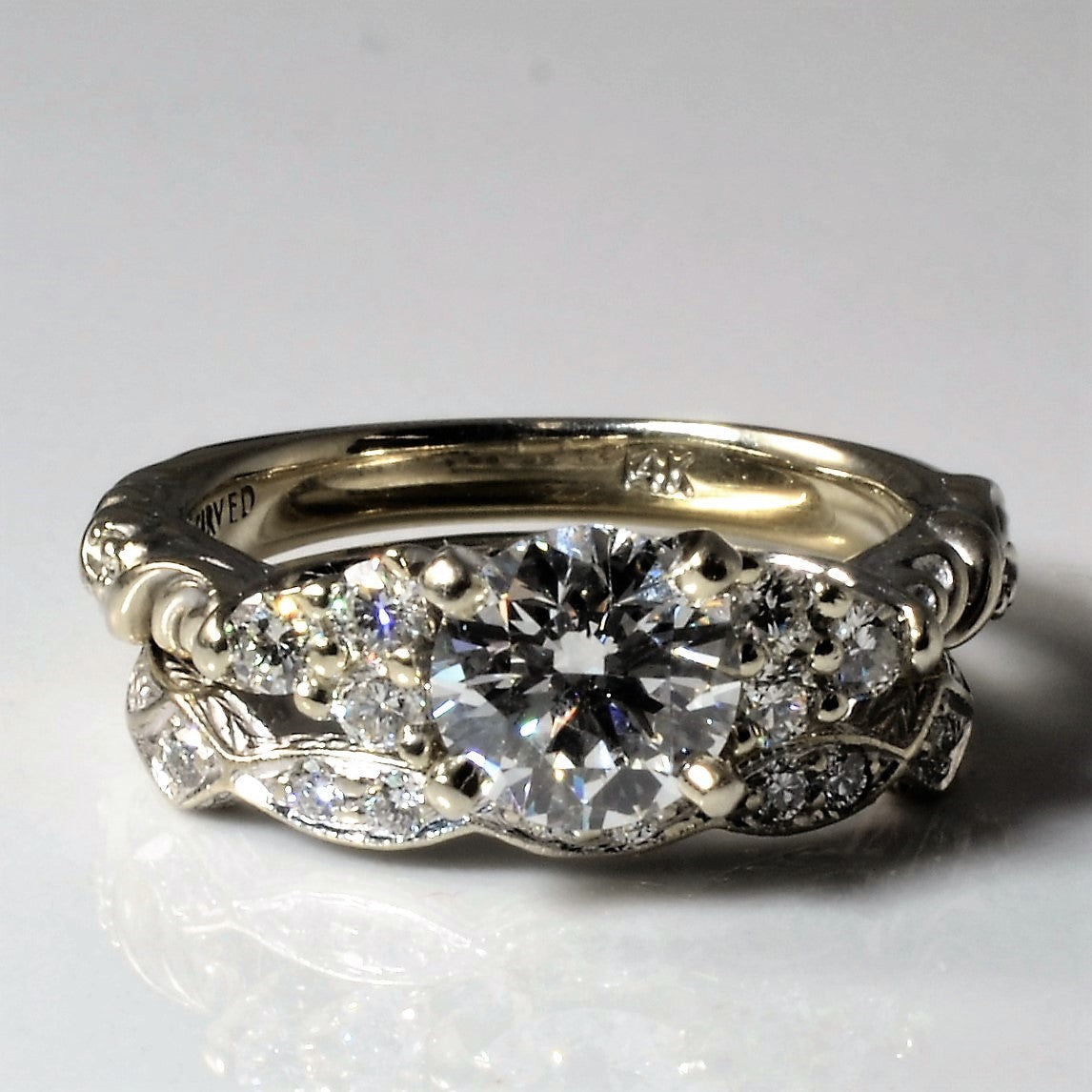 Ensemble de mariage en diamants finement travaillés | 1,06 ct | Taille 3,5 | 