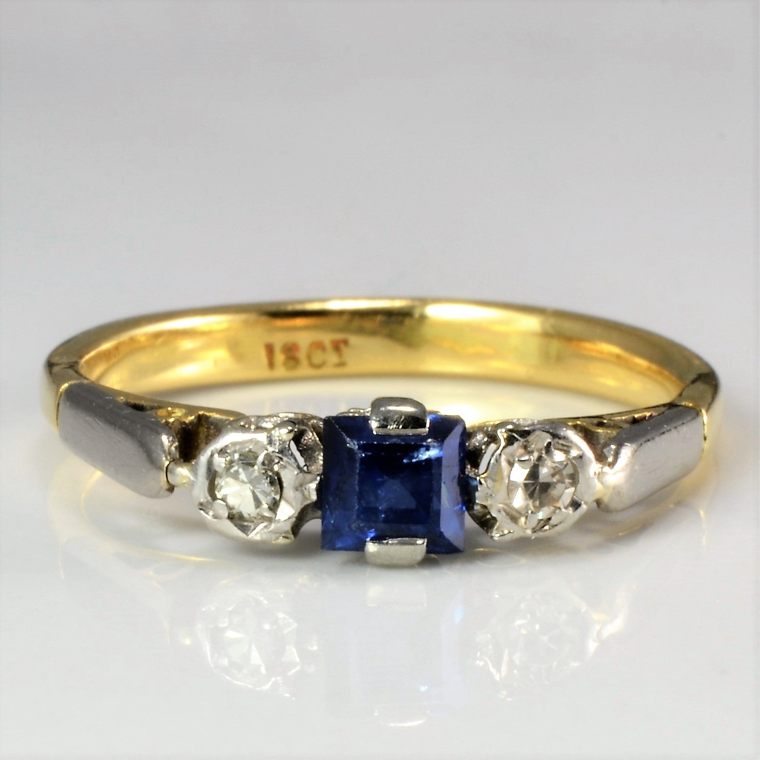 Victorian Three Stone Sapphire & Diamond Ring | 0.02 ctw, SZ 5 |