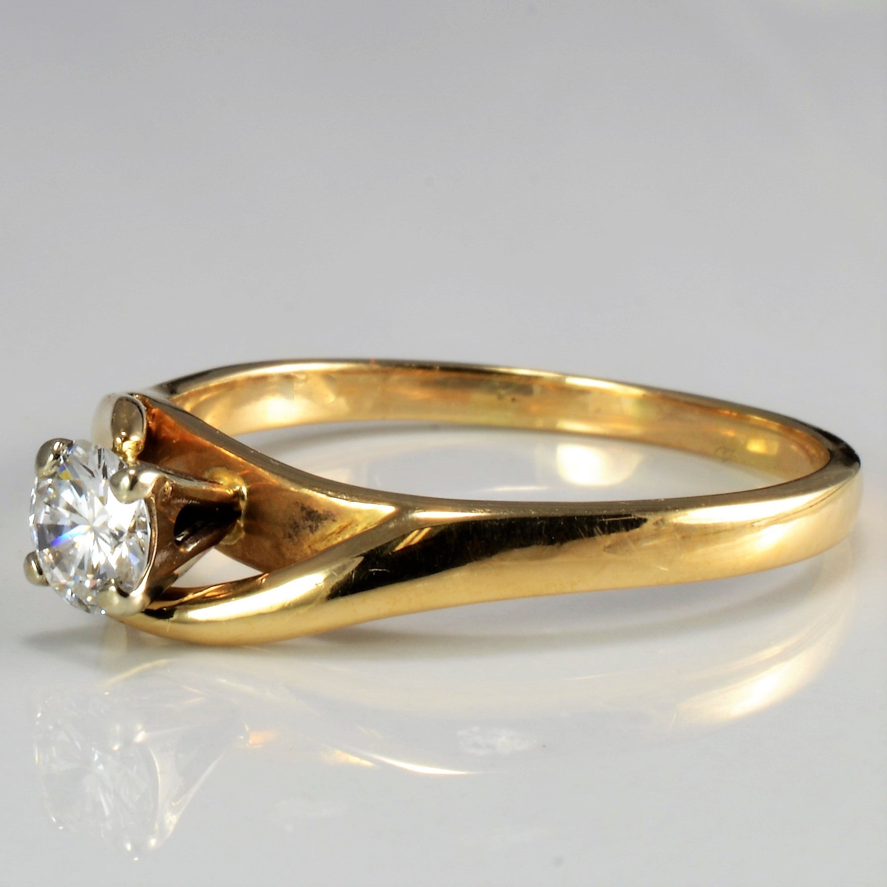 High Set Solitaire Diamond Engagement Ring | 0.39 ct, SZ 9.75 |