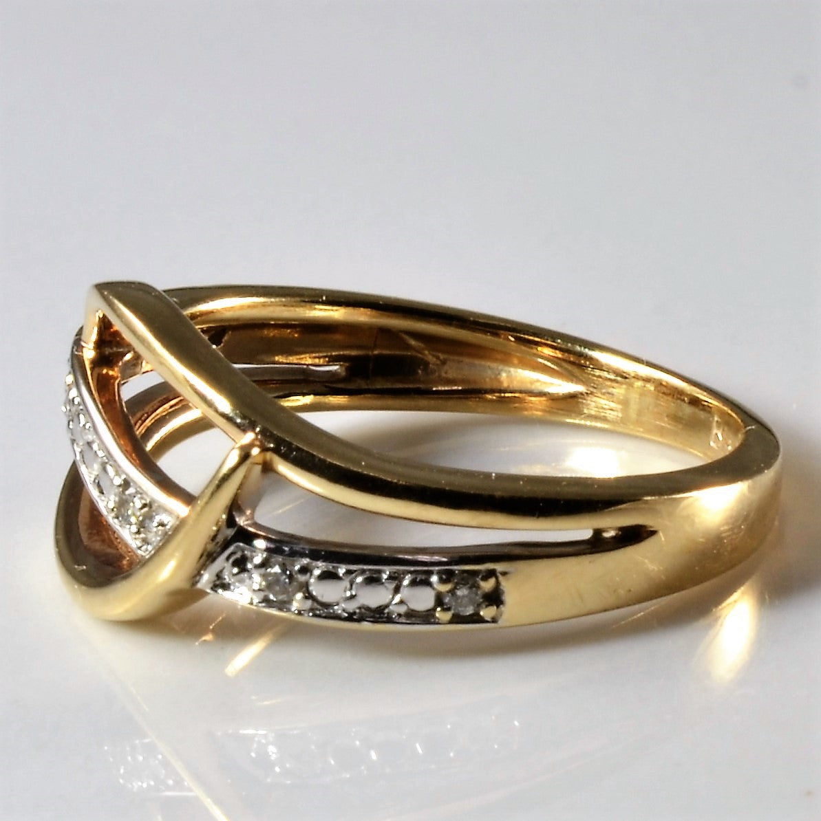 Bypass Two Tone Gold Diamond Ring | 0.03ctw | SZ 4.5 |