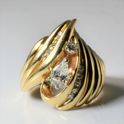 Pear Cut Diamond Cocktail Ring | 0.75ctw | SZ 7.75 |