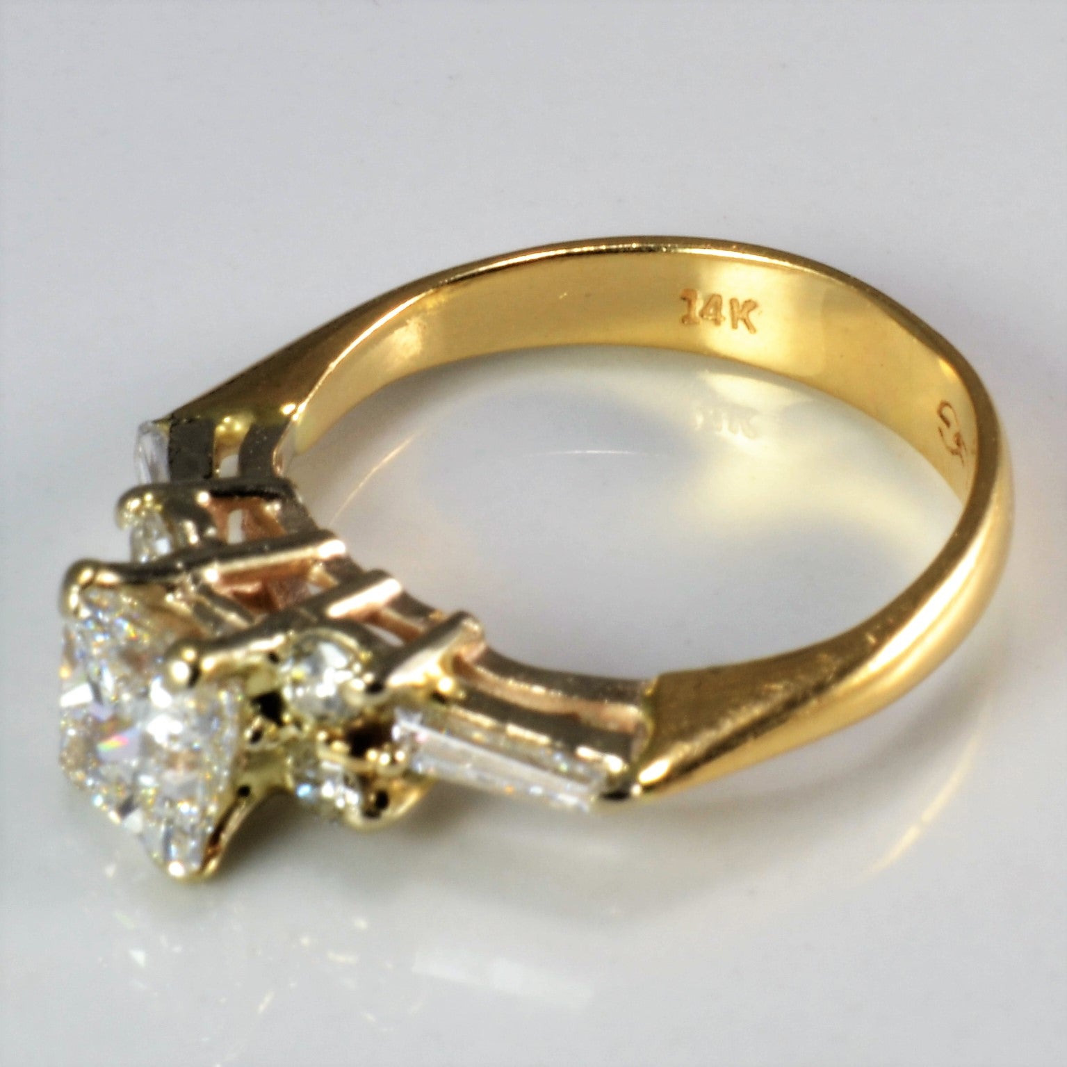 High Set Multi Diamond Engagement Ring | 0.81 ctw, SZ 3.75 |