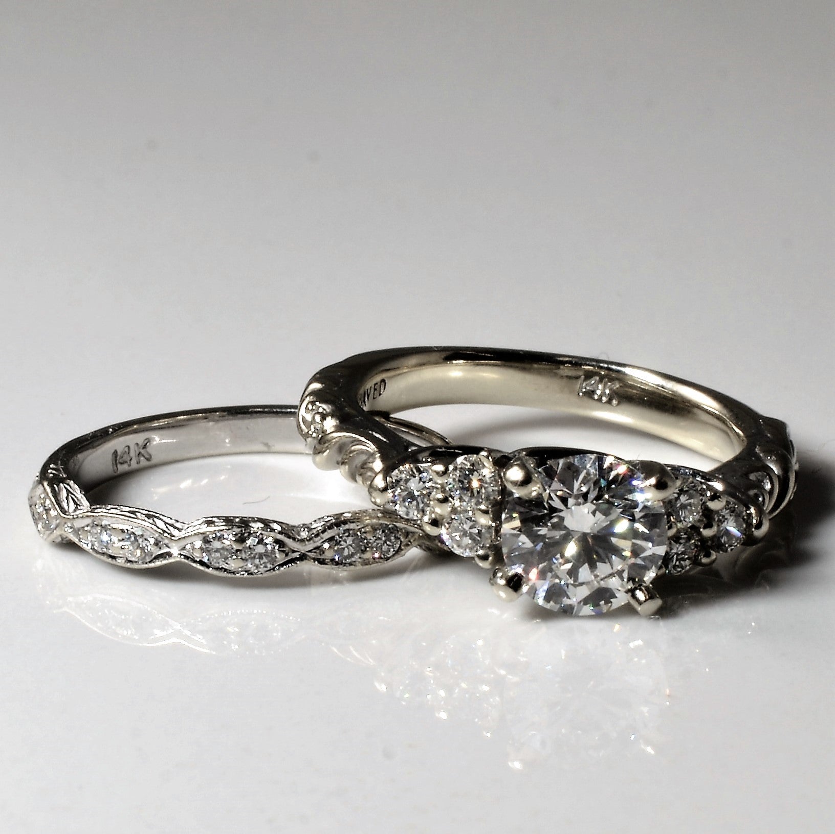 Intricate Diamond Wedding Set | 1.06ctw | SZ 3.5 |