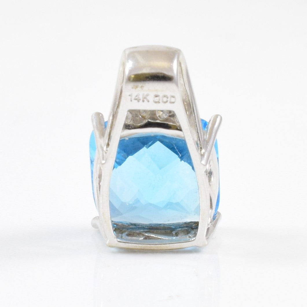 Blue Topaz & Dainty Diamond Pendant | 0.03ctw, 10.00ct |