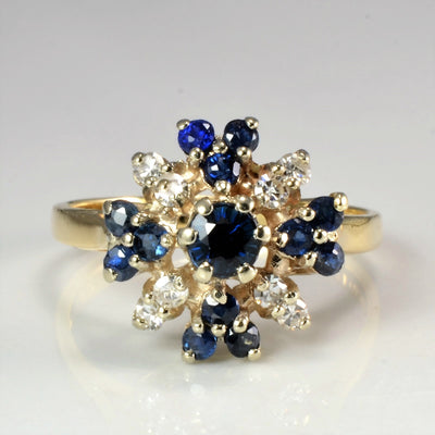 Cluster Diamond & Sapphire Cocktail Ring | 0.16 ctw, SZ 7.5 |