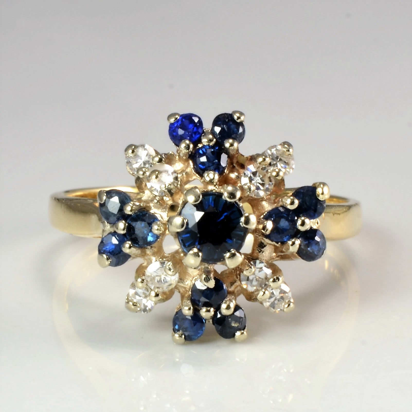 Cluster Diamond & Sapphire Cocktail Ring | 0.16 ctw, SZ 7.5 |