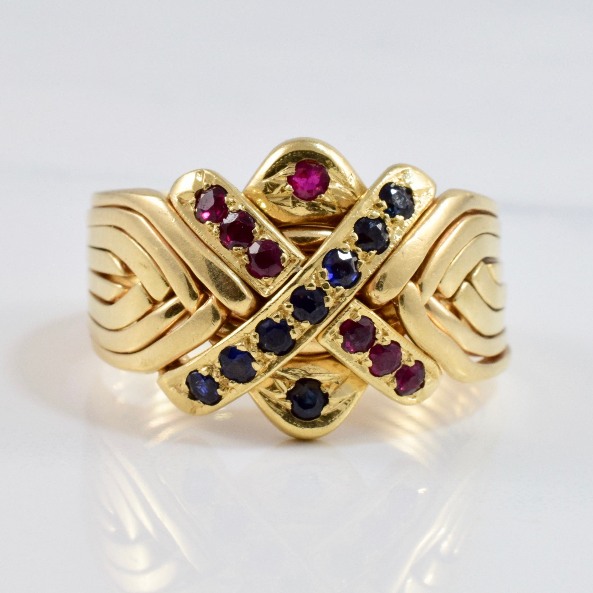 Ruby and Sapphire Puzzle Ring | SZ 10.25 |