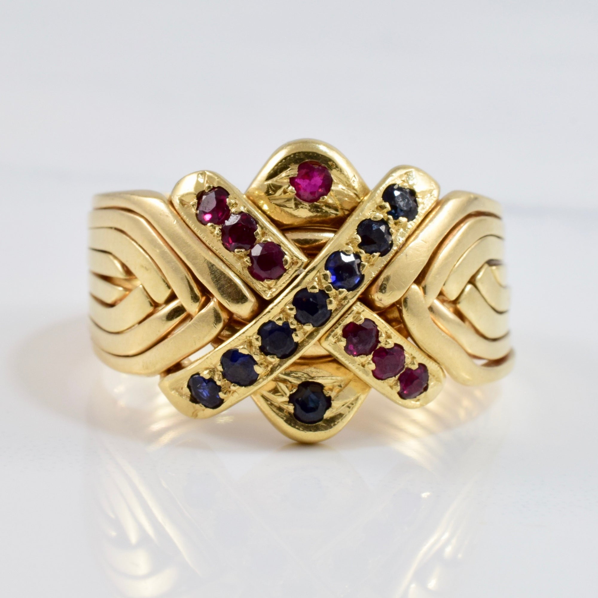 Ruby and Sapphire Puzzle Ring | SZ 10.25 |