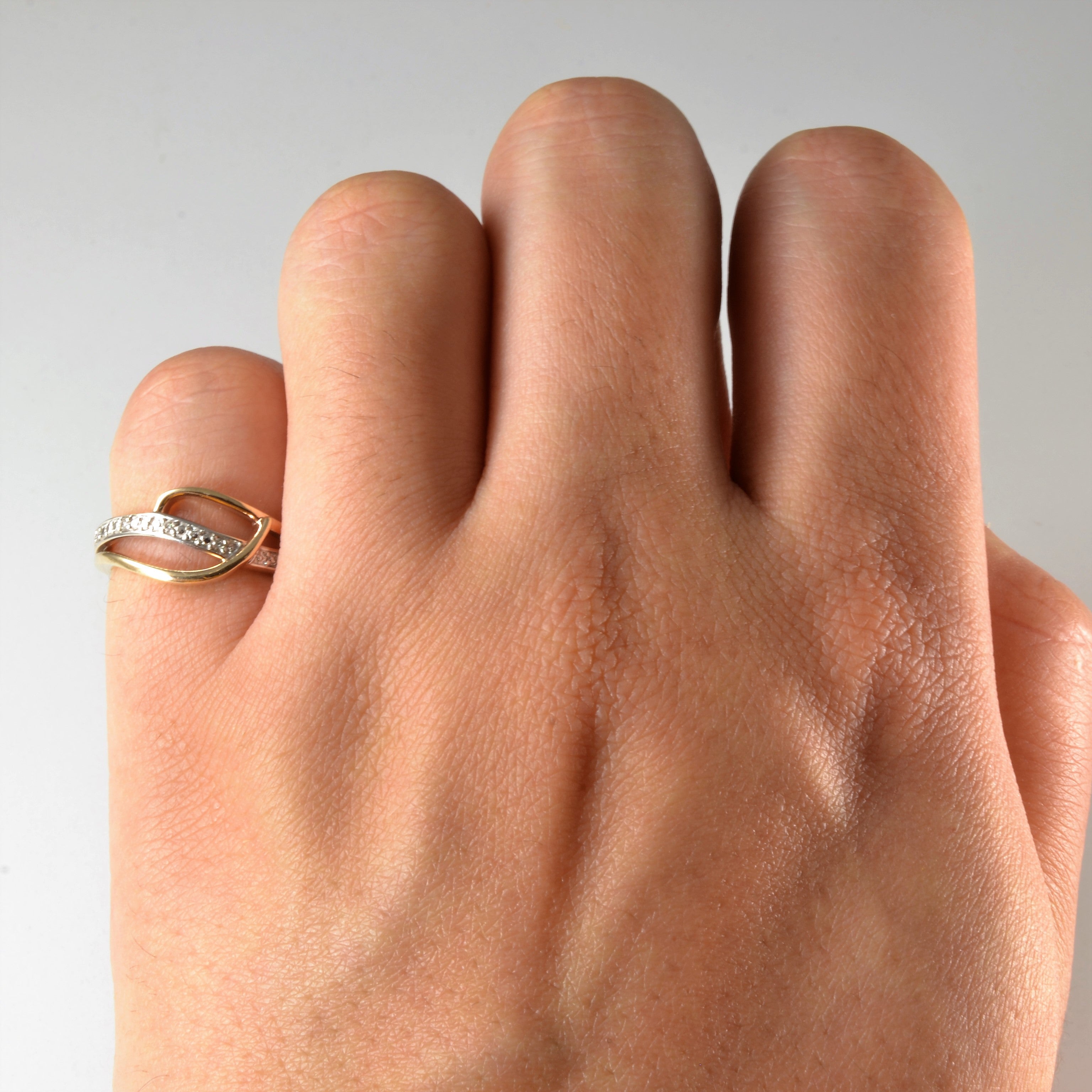 Bypass Two Tone Gold Diamond Ring | 0.03ctw | SZ 4.5 |