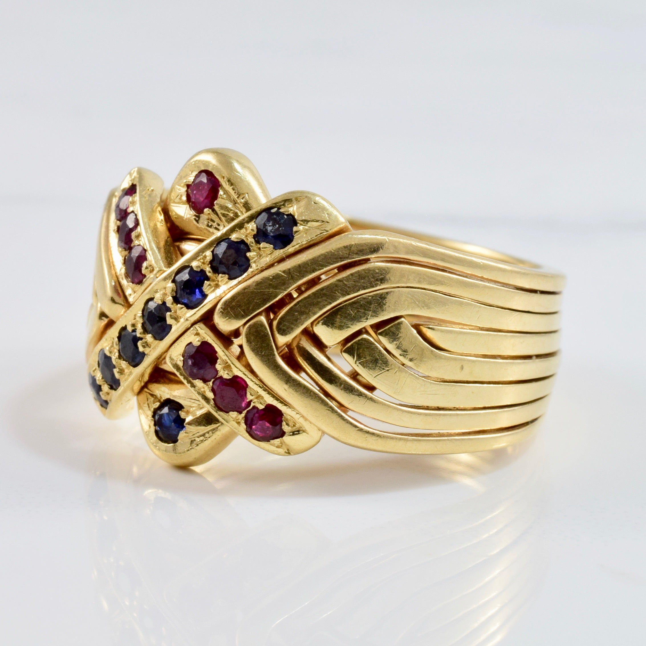 Ruby and Sapphire Puzzle Ring | SZ 10.25 |