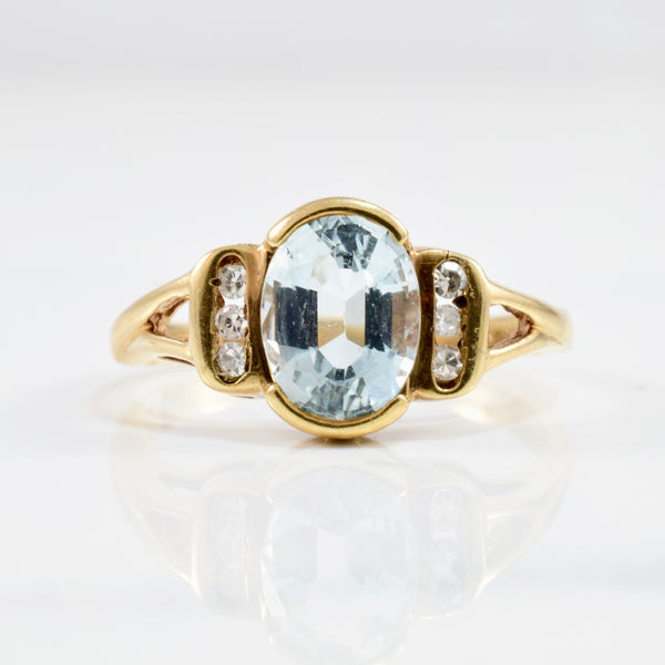 Semi Bezel Set Aquamarine & Diamond Ring | 0.05 ctw SZ 6.5 |