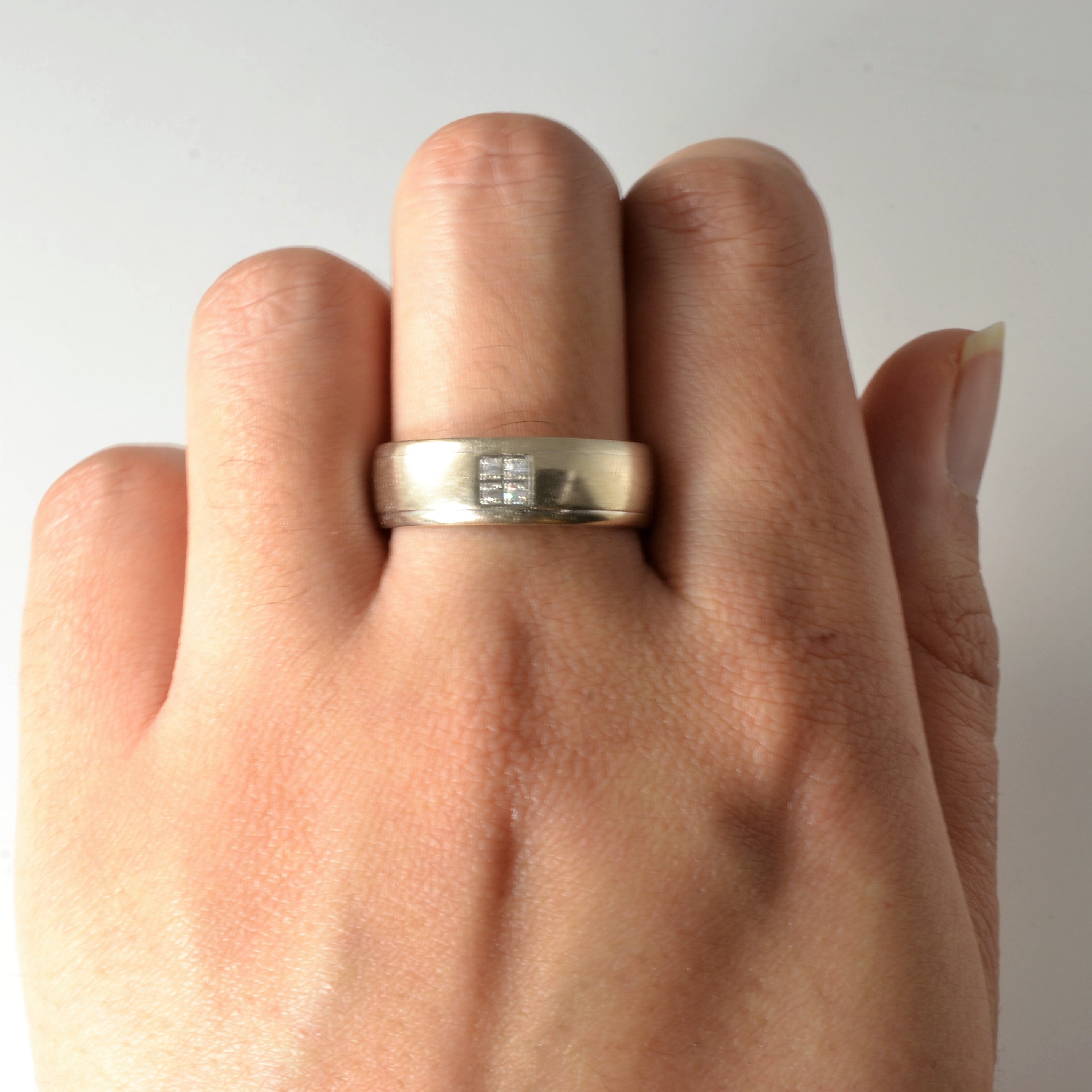 Quad Diamond White Gold Band | 0.06ctw | SZ 9.25 |
