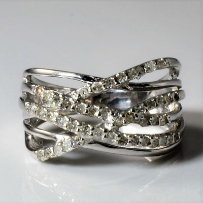 Pave Diamond Criss Cross Ring | 0.23ctw | SZ 5.25 |