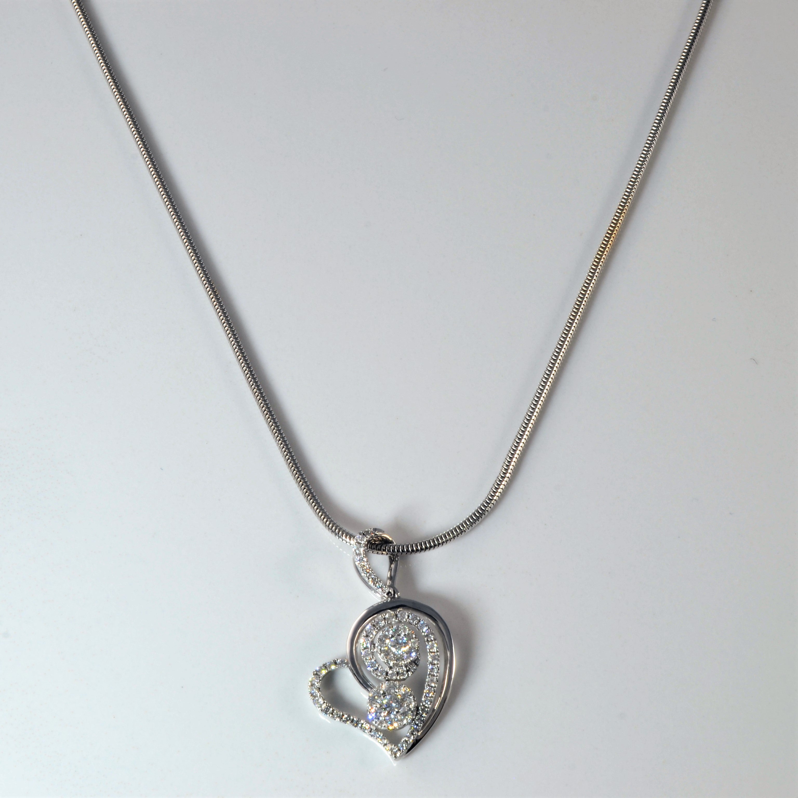 Bypass Cluster Diamond Heart Necklace | 0.59ctw | 16" |