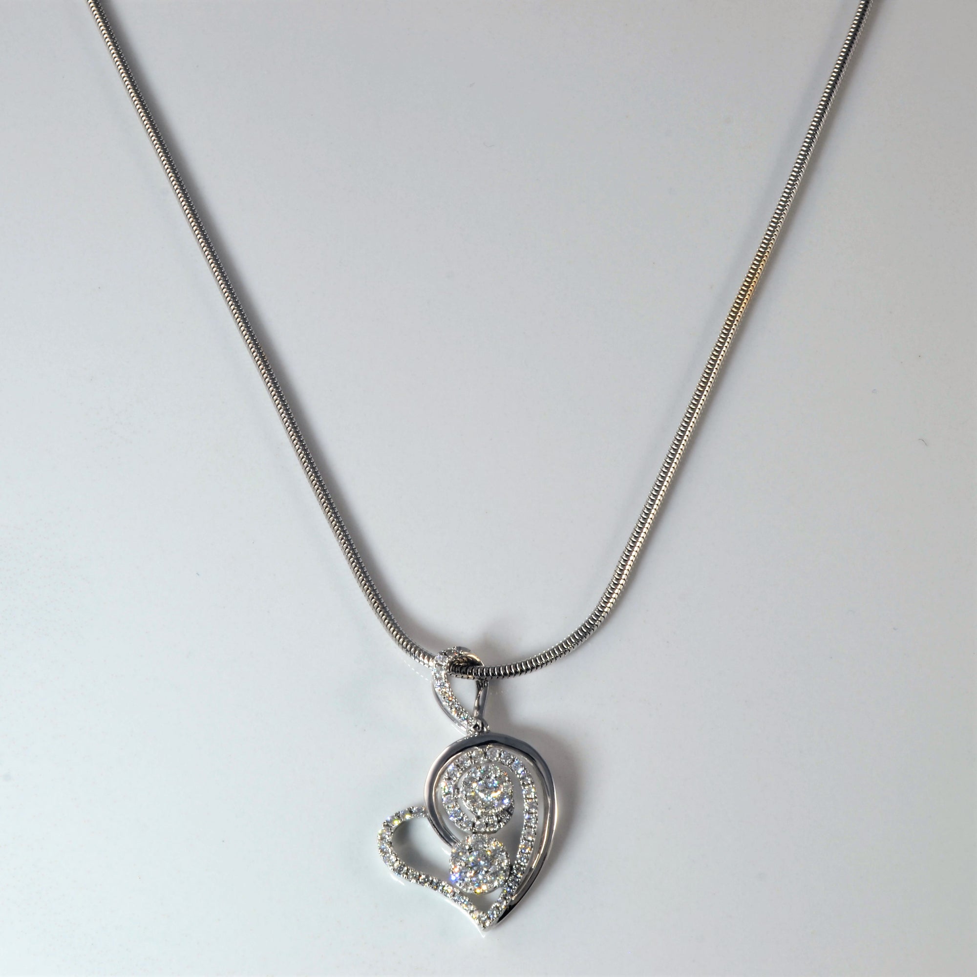 Bypass Cluster Diamond Heart Necklace | 0.59ctw | 16