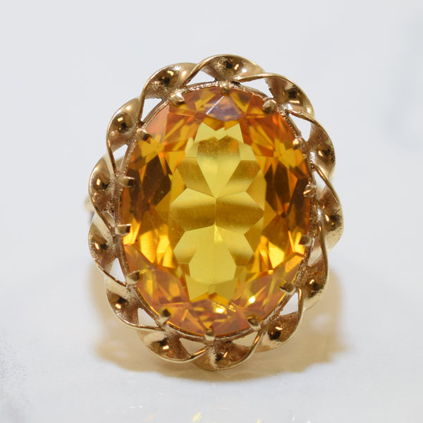 Solitaire Oval Citrine Cocktail Ring | 12.25ct | SZ 6.25 |