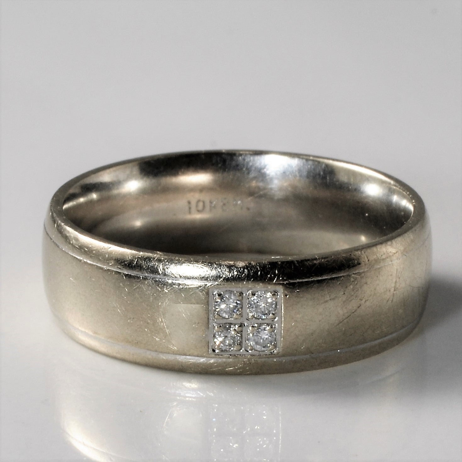 Quad Diamond White Gold Band | 0.06ctw | SZ 9.25 |