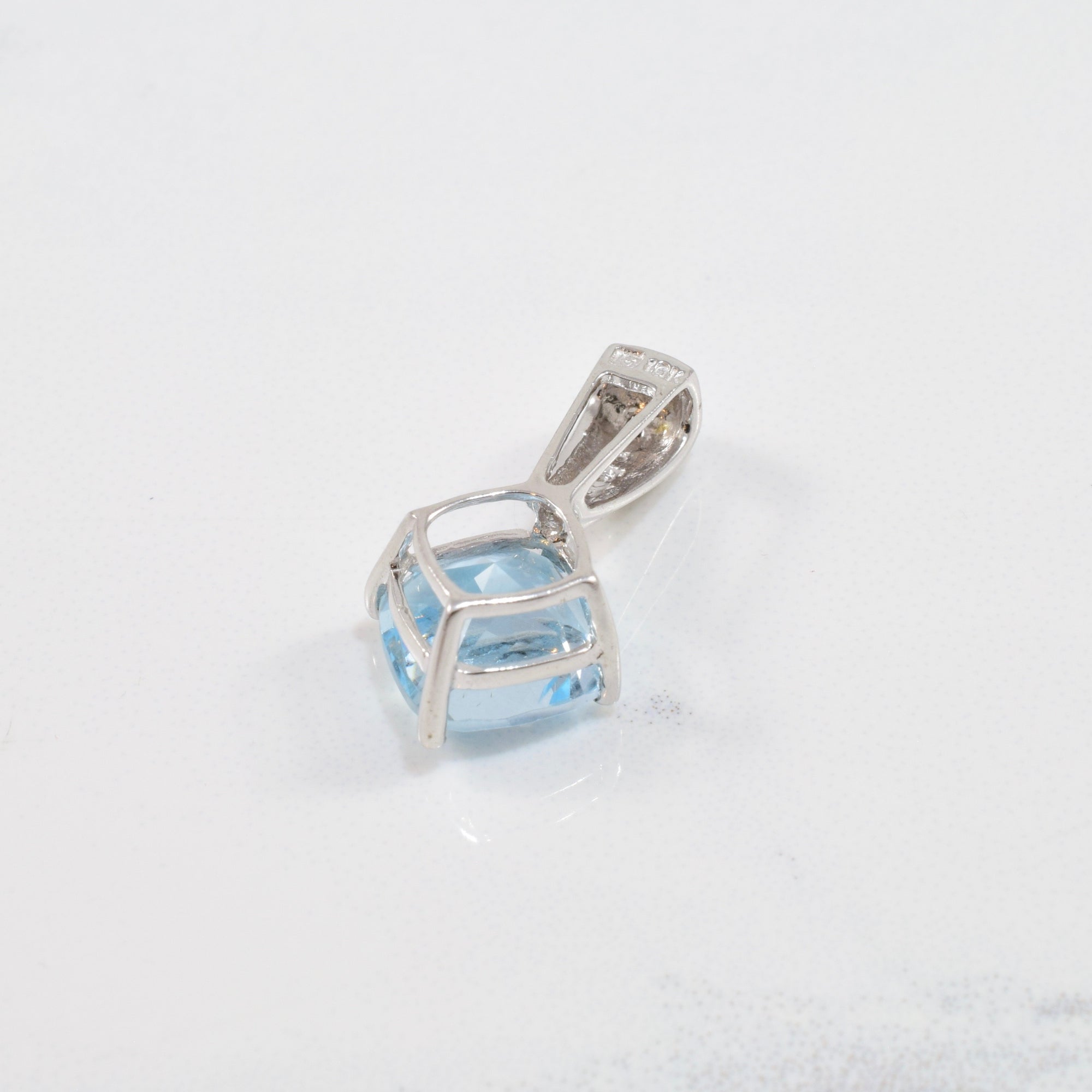 Blue Topaz & Diamond Drop Pendant | 0.01 ctw |