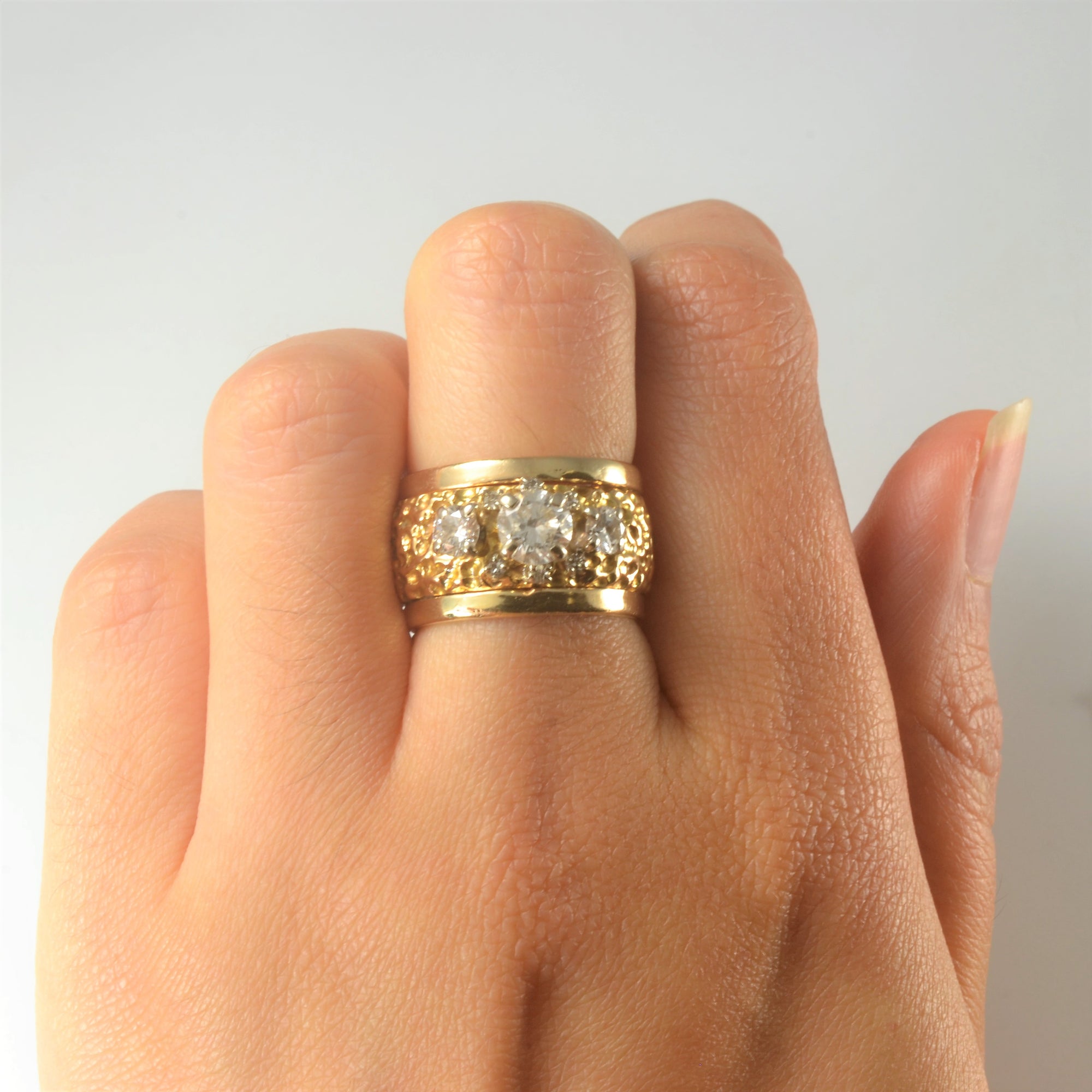 Nugget Textured Diamond Ring | 1.10ctw | SZ 6.25 |
