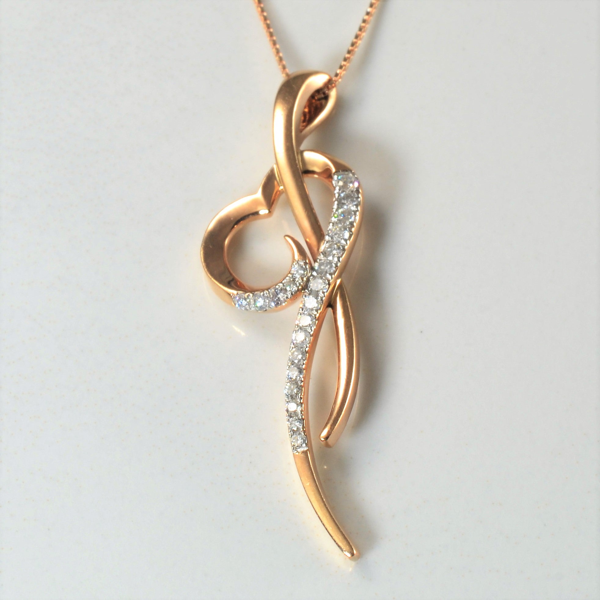 Pave Diamond Knotted Heart Necklace | 0.08ctw | 20
