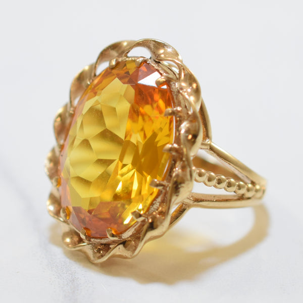 Solitaire Oval Citrine Cocktail Ring | 12.25ct | SZ 6.25 |