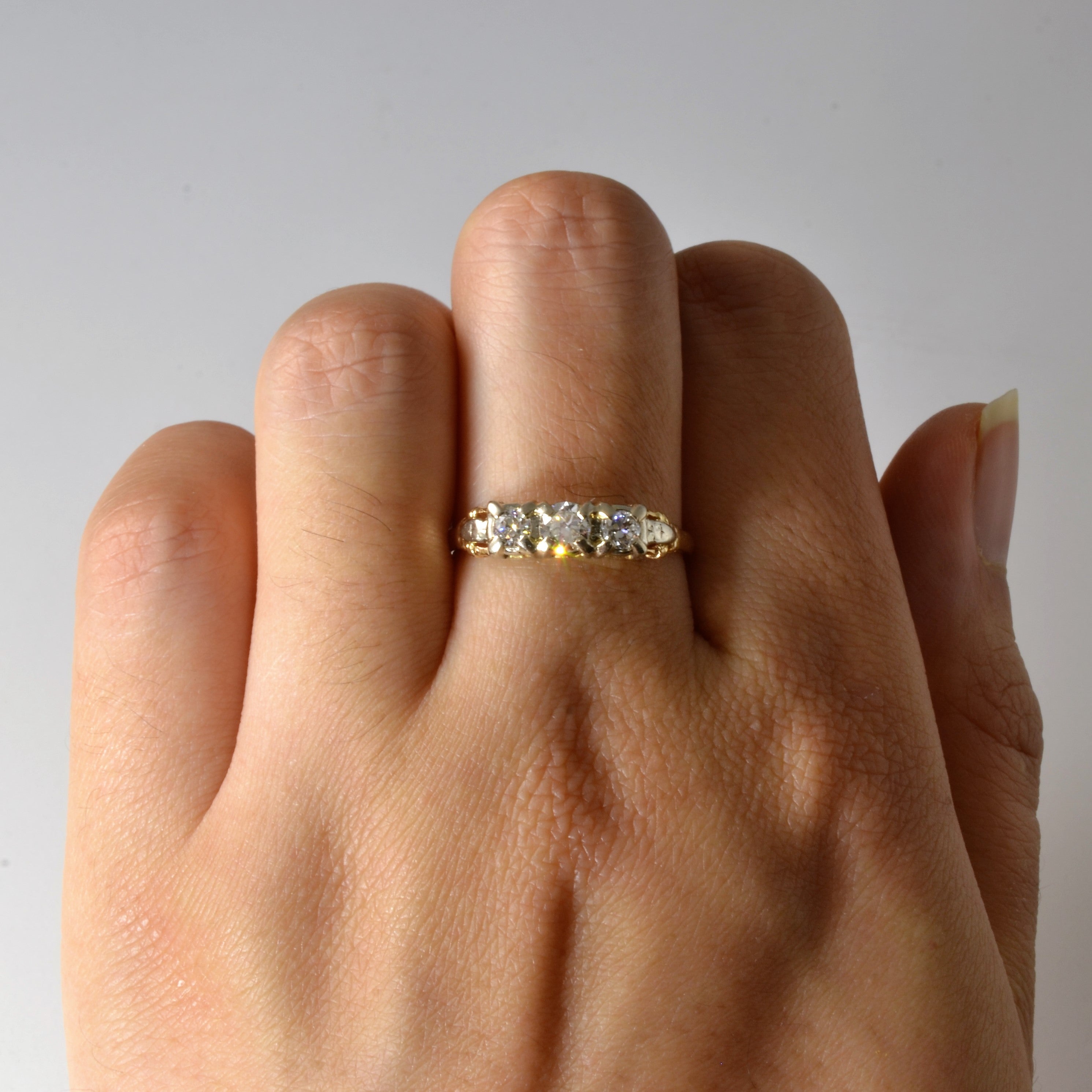 Two Tone Three Stone Diamond Band | 0.42ctw | SZ 8.25 |