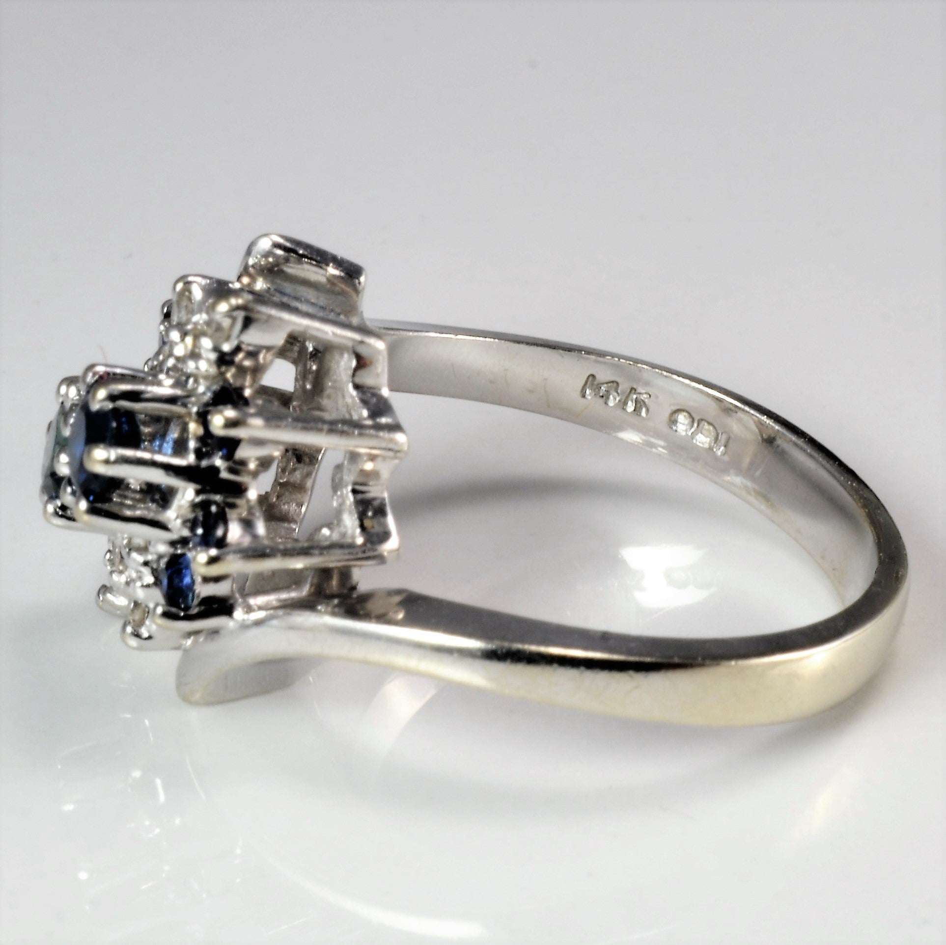 Bypass Cluster Diamond & Sapphire Ring | 0.04 ctw, SZ 6.25 |