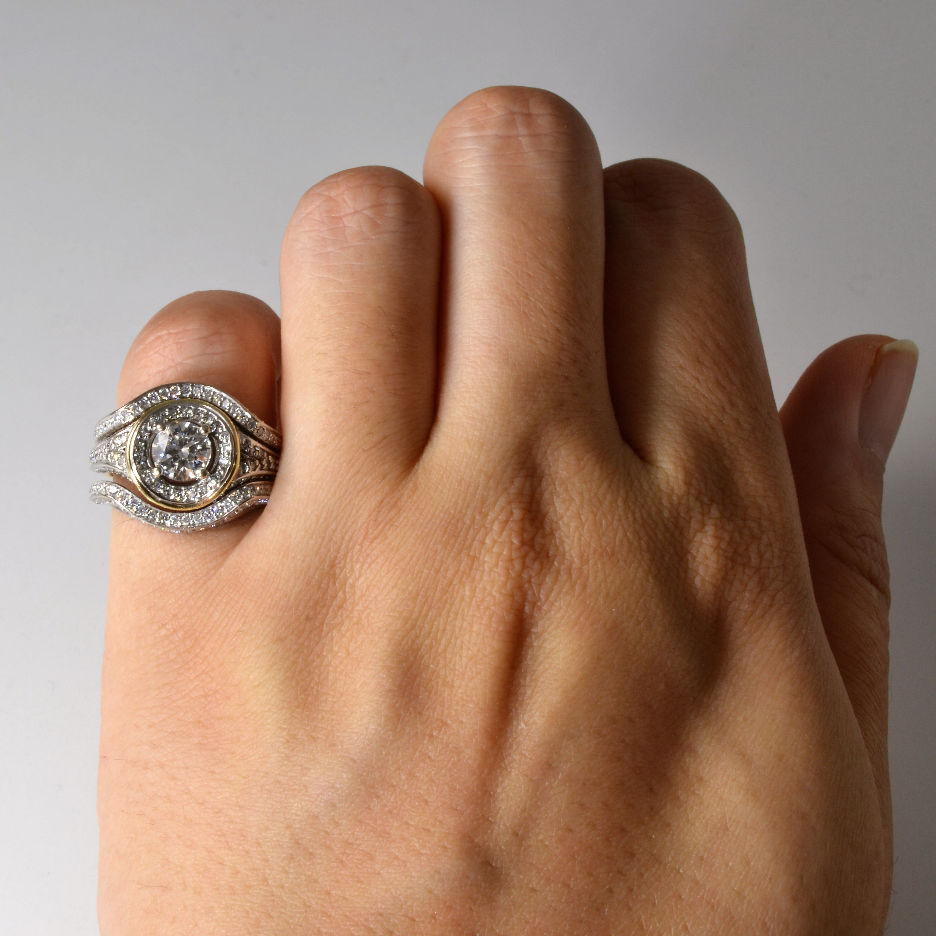 Halo Style Diamond Engagement Ring Set | 1.94ctw | SZ 4.75 |