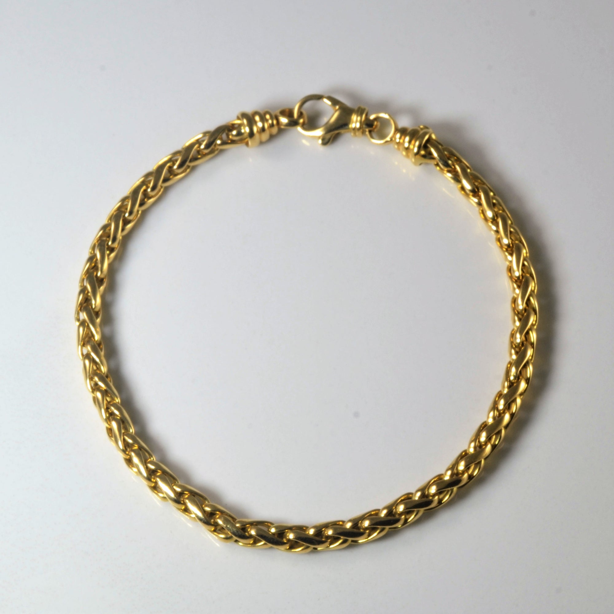 18k Yellow Gold Wheat Chain Bracelet | 7.5