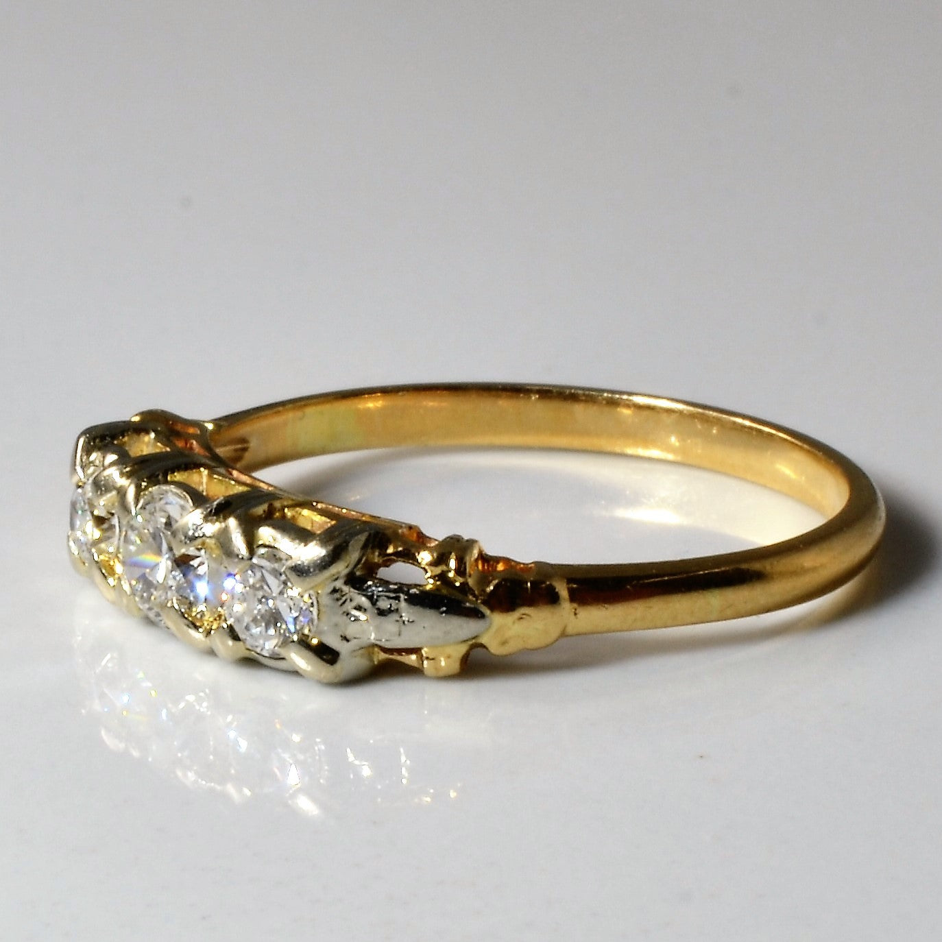 Two Tone Three Stone Diamond Band | 0.42ctw | SZ 8.25 |