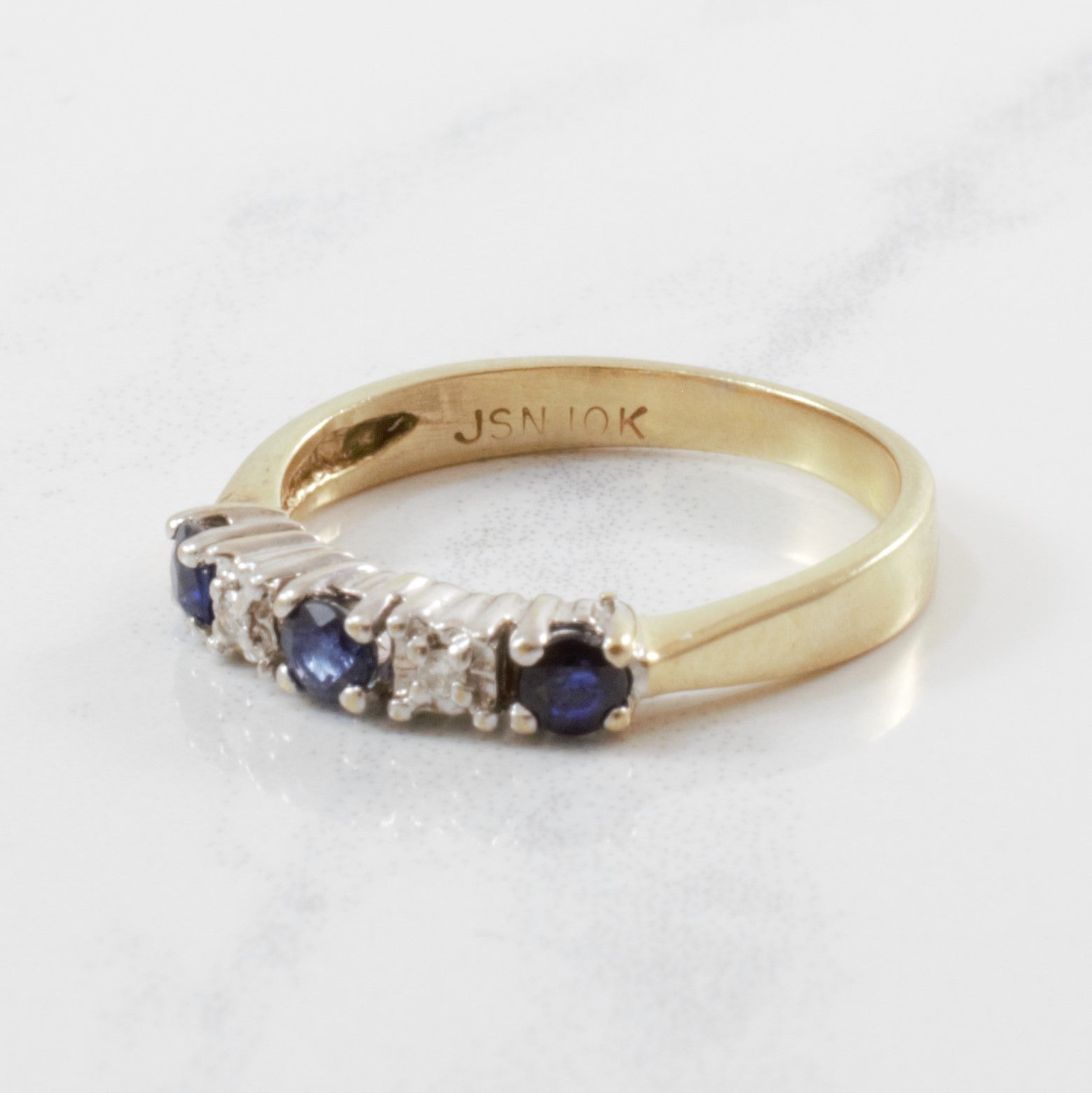 Alternating Diamond & Sapphire Ring | 0.02ctw, 0.25ctw | SZ 4 |