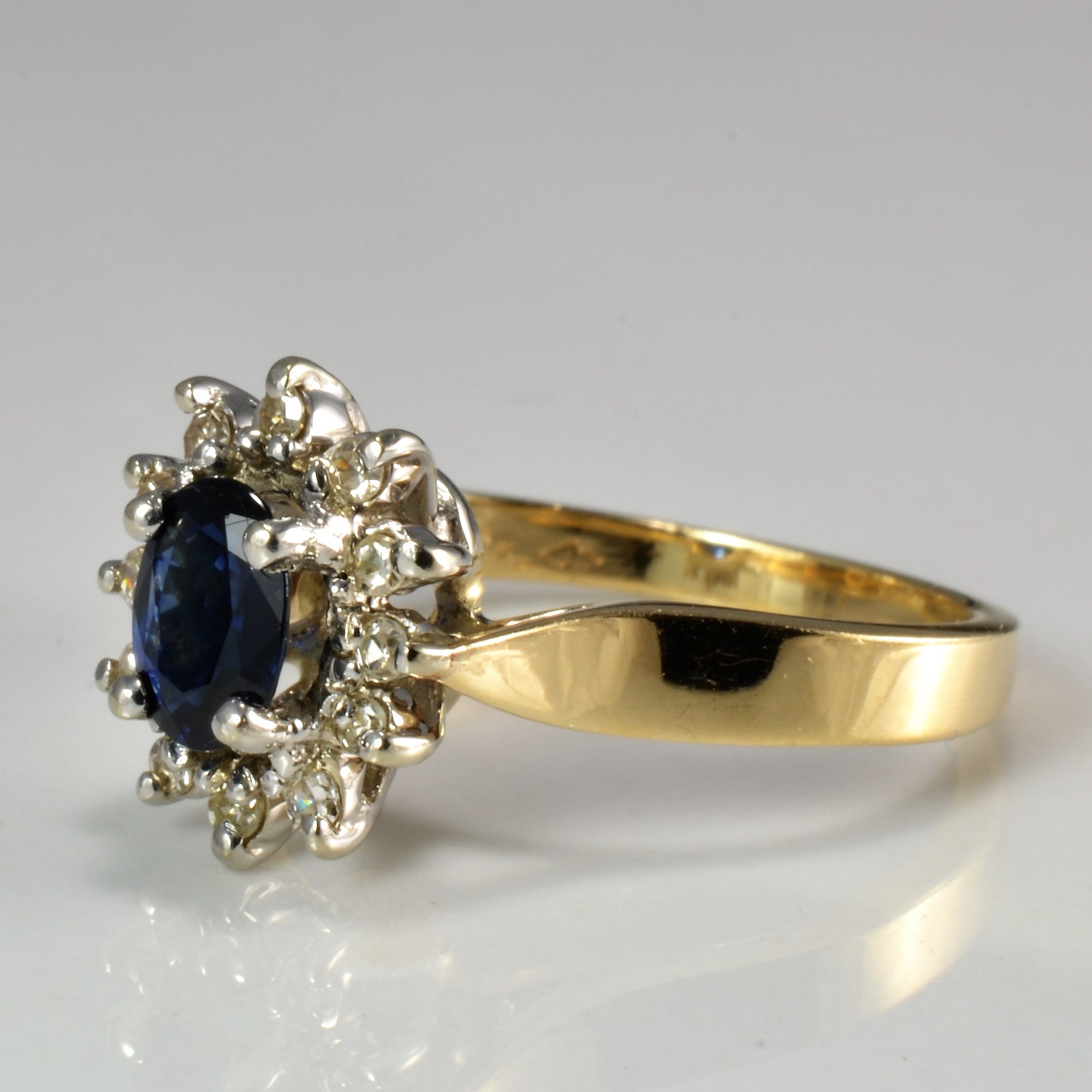 Cocktail Sapphire & Diamond Ring | 0.06 ctw, SZ 4.5 |