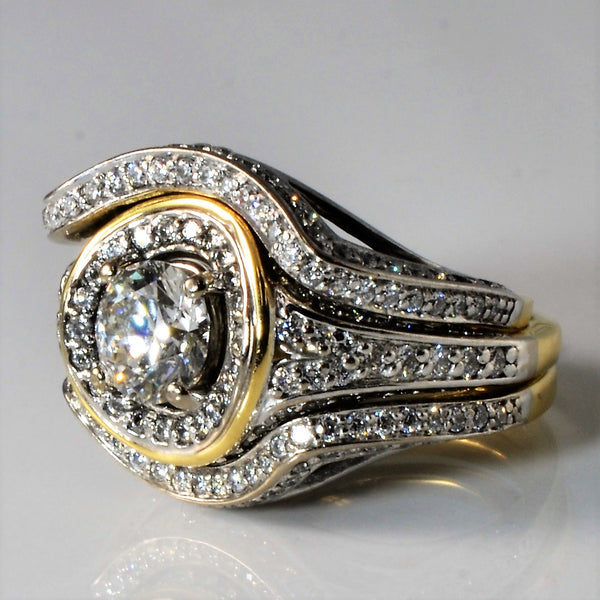 Halo Style Diamond Engagement Ring Set | 1.94ctw | SZ 4.75 |