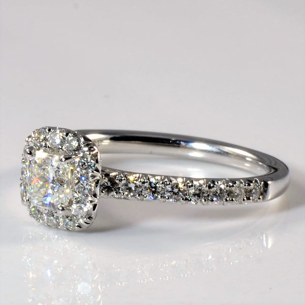 Radiant Halo Diamond Engagement Ring | 0.96ctw | SZ 6.5 |