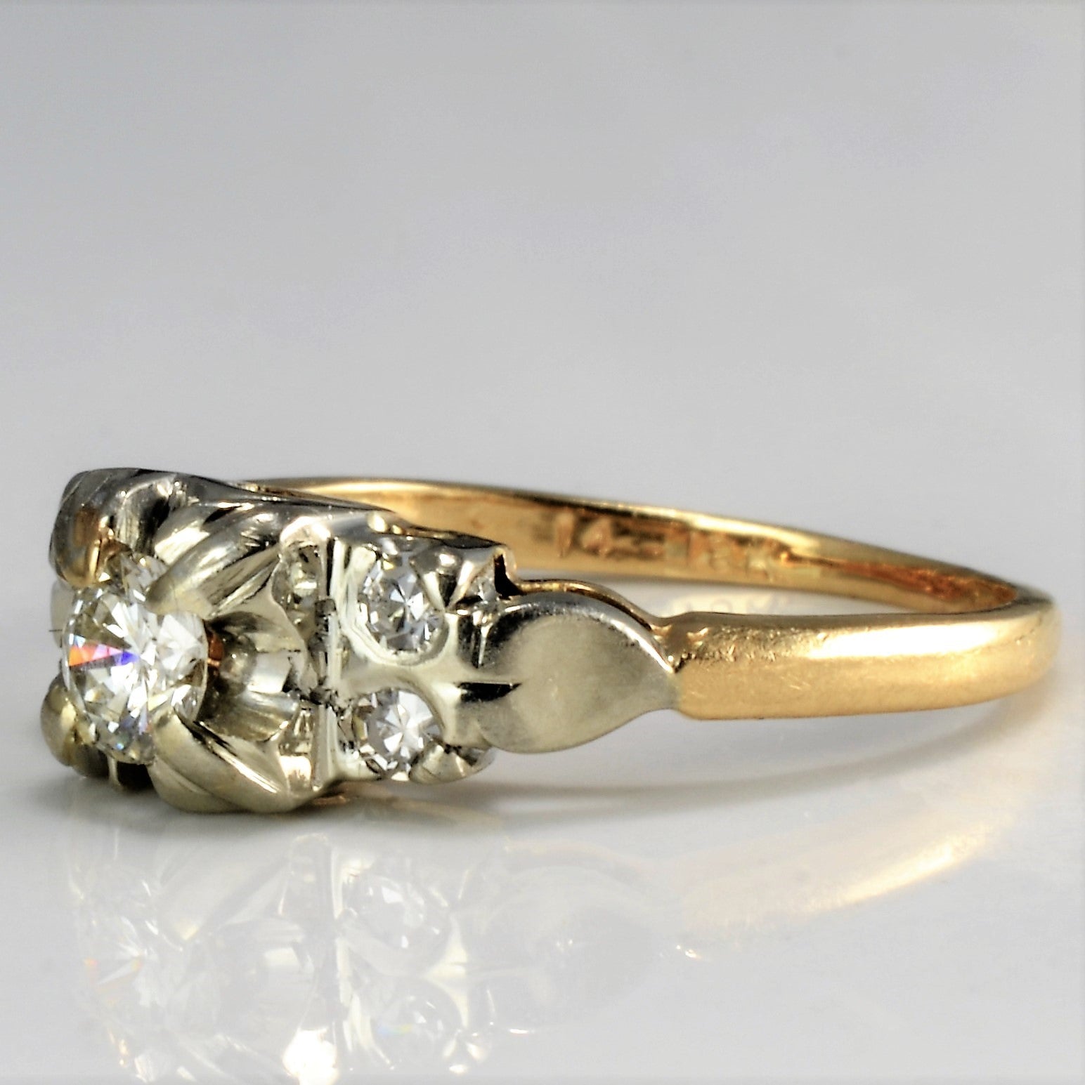 Vintage Retro Diamond Engagement Ring | 0.30 ctw, SZ 3.75 |