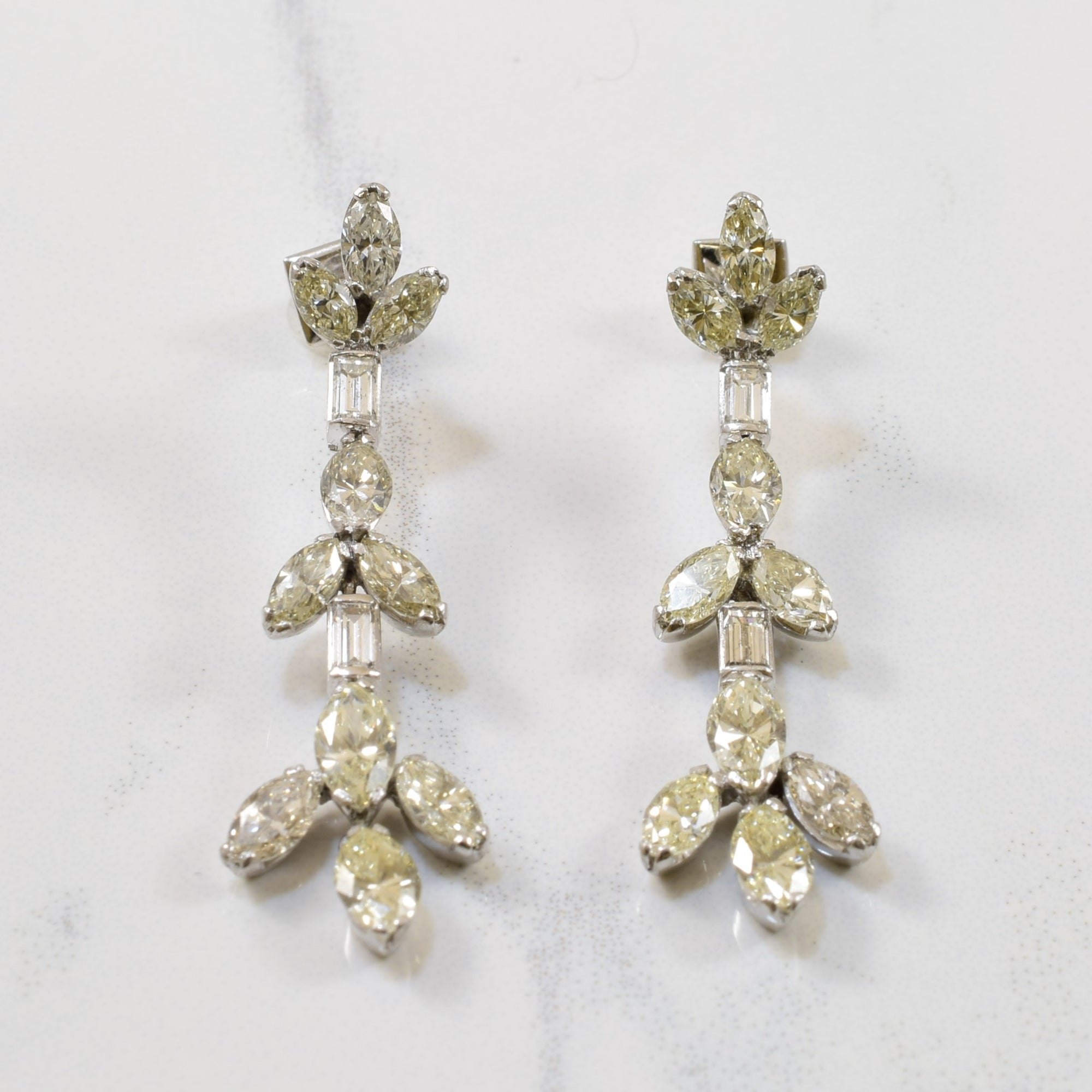 Platinum Marquise Diamond Drop Earrings | 2.30ctw |
