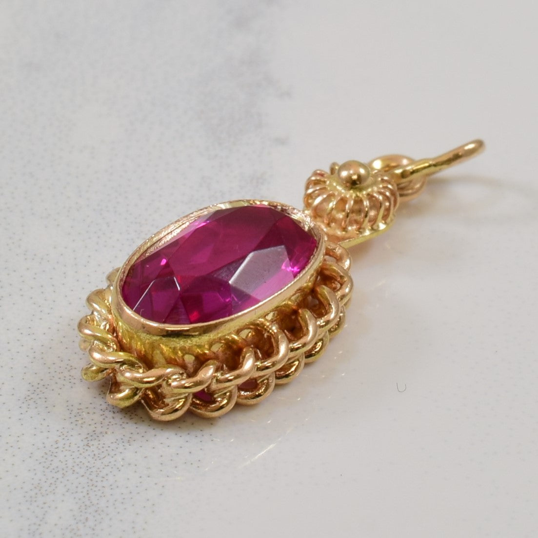 Bezel Set Synthetic Ruby Pendant | 3.40ct |