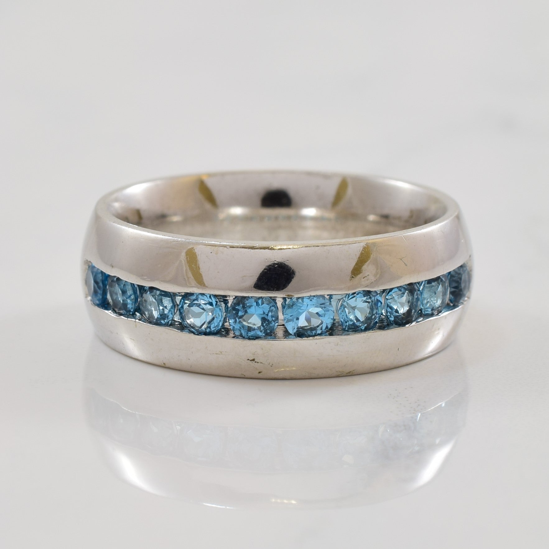 Channel Set Blue Topaz Semi Eternity Band | 1.00ctw | SZ 10 |