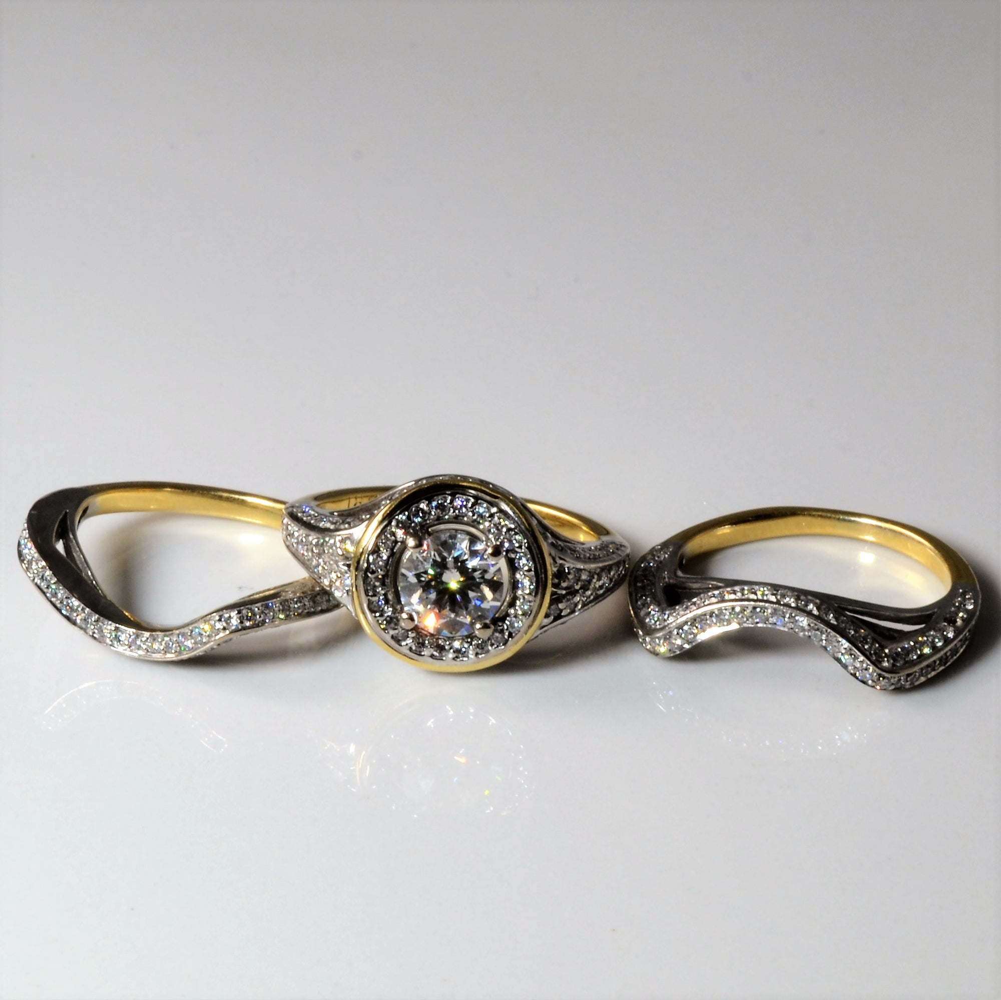 Halo Style Diamond Engagement Ring Set | 1.94ctw | SZ 4.75 |
