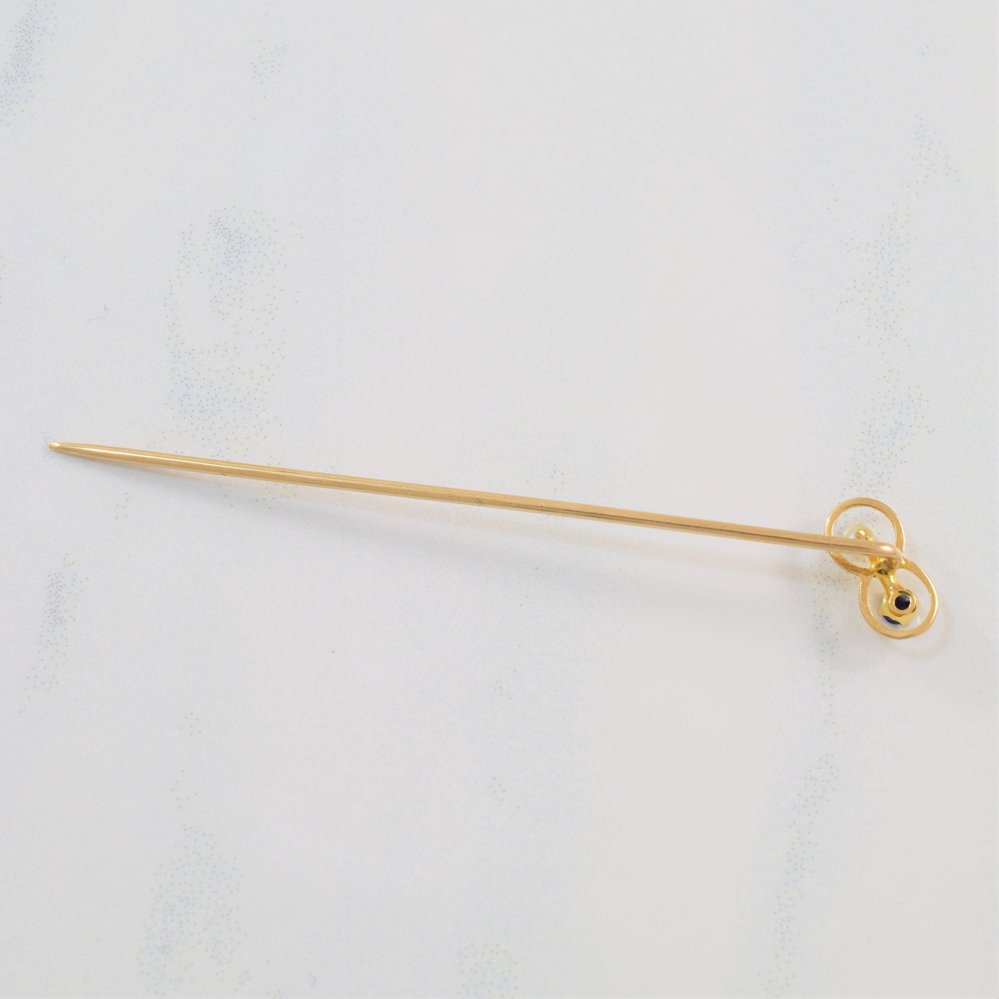 Sapphire & Pearl Pin | 0.06ct, 0.06ct | 2