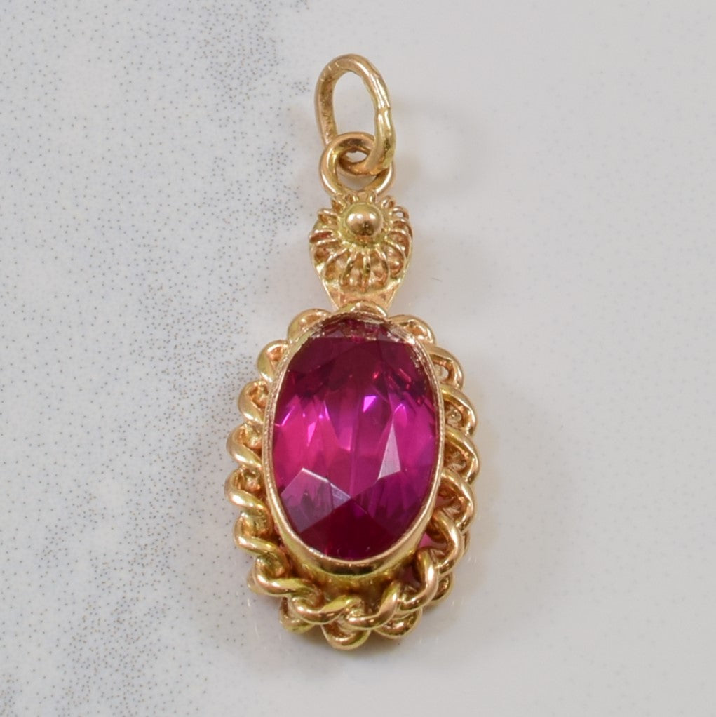 Bezel Set Synthetic Ruby Pendant | 3.40ct |