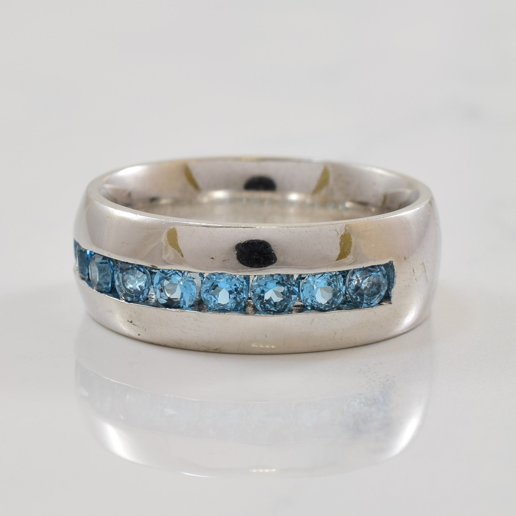 Channel Set Blue Topaz Semi Eternity Band | 1.00ctw | SZ 10 |