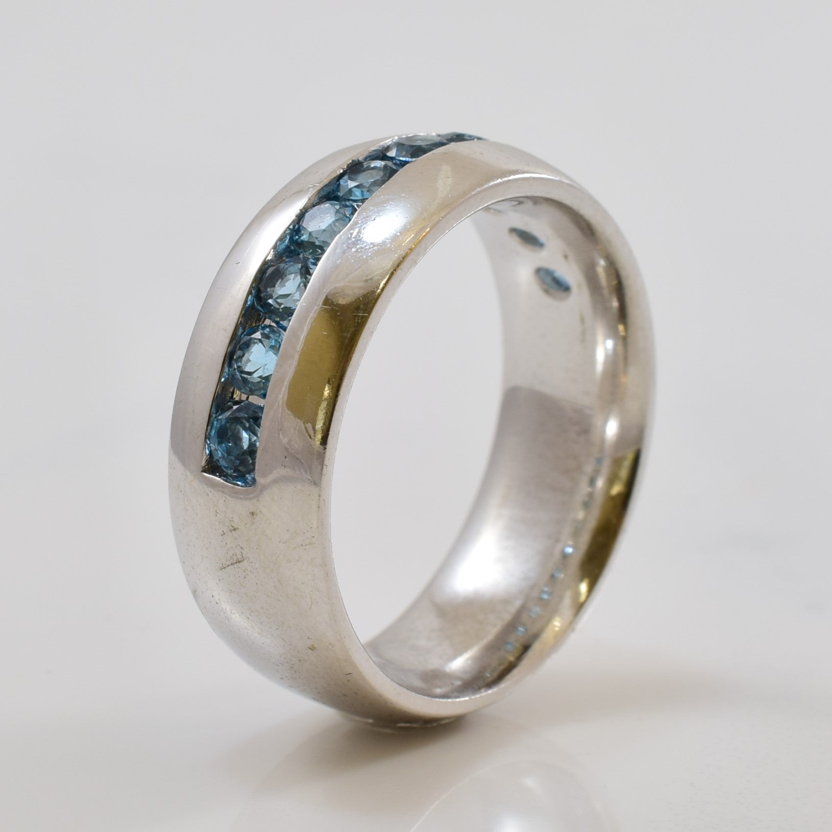 Channel Set Blue Topaz Semi Eternity Band | 1.00ctw | SZ 10 |