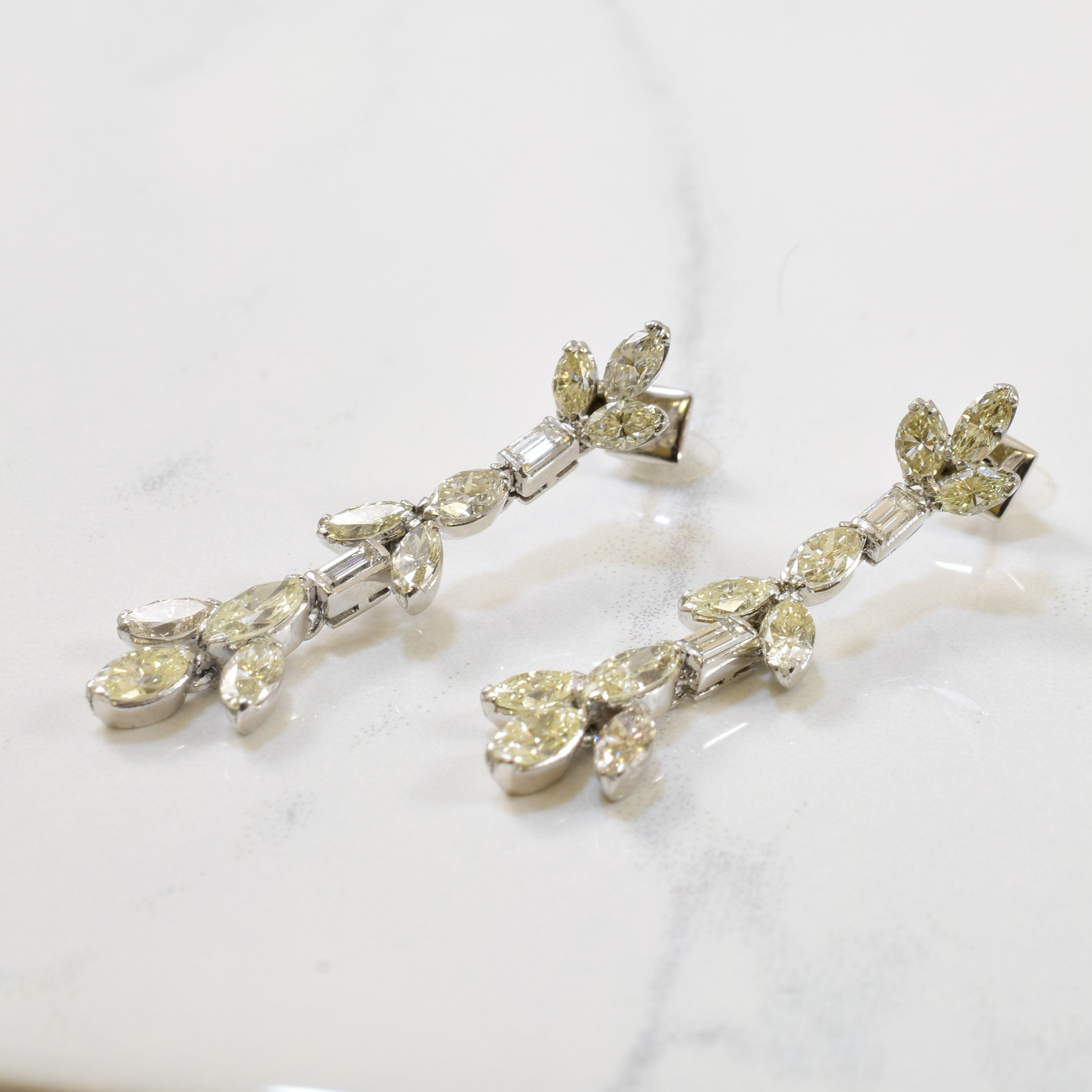 Platinum Marquise Diamond Drop Earrings | 2.30ctw |