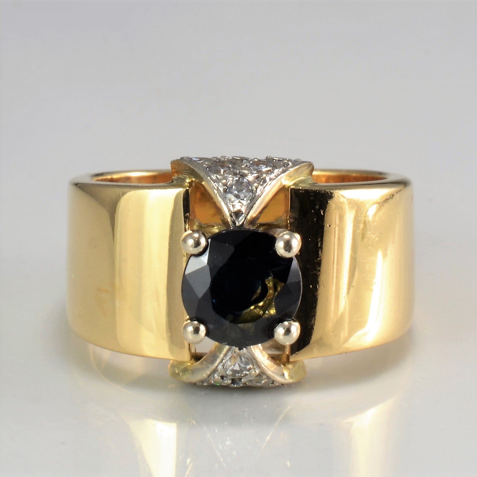 Prong Set Sapphire & Diamond Ring | 0.15 ctw, SZ 5.75 |
